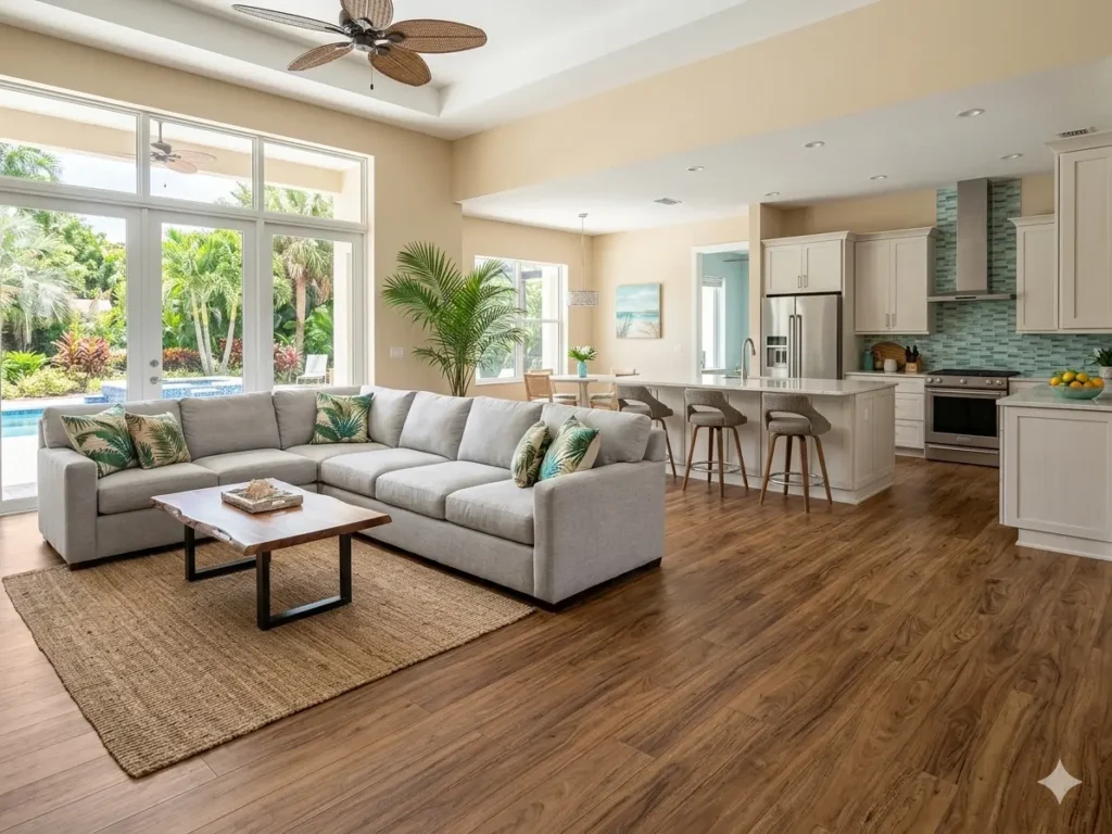 Amber Oak SPC Vinyl Plank installed in residential home Orlando FL - Pro Layer Flooring
